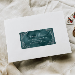 Zilveren Turquoise Blauwe Huwelijks RSVP Retouradr Etiket