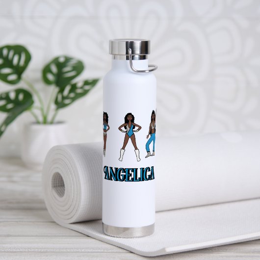Zilveren turquoise danser #1 waterfles (Yoga (Gedraaid) )
