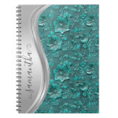 Zilveren Turquoise Faux Tooled Leather Cowgirl Notitieboek (Voorkant)