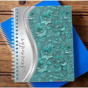 Zilveren Turquoise Nep Leer Cowgirl Notitieboek