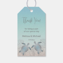 Zilveren Turtles Beach Wedding Cadeaulabel