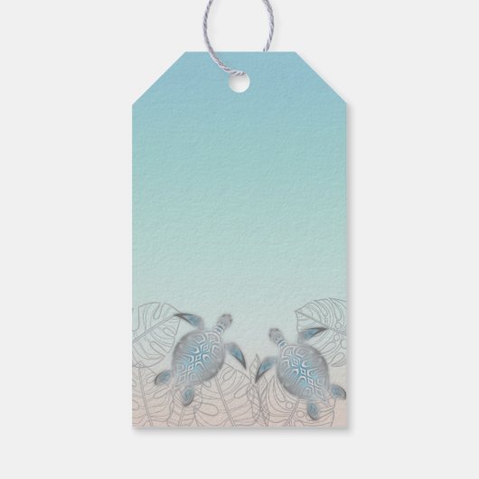 Zilveren Turtles Beach Wedding Cadeaulabel (Achterkant)