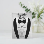 Zilveren Tuxedo Das Bruiloftsinvitation Kaart (Staand voorkant)