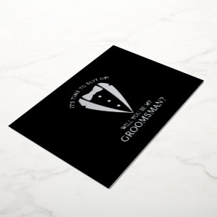 Zilveren Tuxedo Suit Gepersonaliseerde Groomsman V Folie Uitnodiging