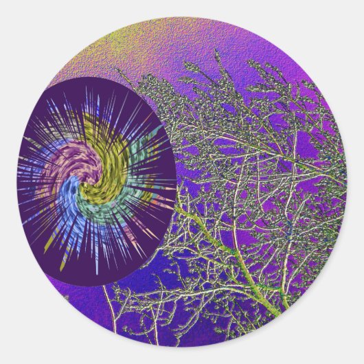 Zilveren Tweeks n Holy Paarse Roving Star Ronde Sticker (Voorkant)