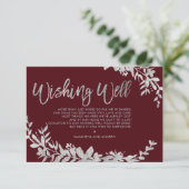 Zilveren typografie florale rode bordeauxrood wenk informatiekaartje (Staand voorkant)