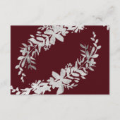 Zilveren typografie florale rode bordeauxrood wenk informatiekaartje (Achterkant)