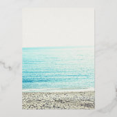 Zilveren typografie strand foto bruiloft folie uitnodiging (Achterkant)