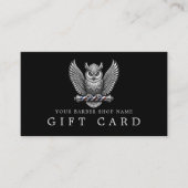 Zilveren Uil Logo Qr Code Cadeaubon Kapperzaak Visitekaartje (Voorkant)