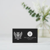 Zilveren Uil Professionele Kapper Logo Qr Code Visitekaartje (Staand voorkant)