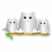 Zilveren Uilen Ontwerp Sticker (Voorkant)