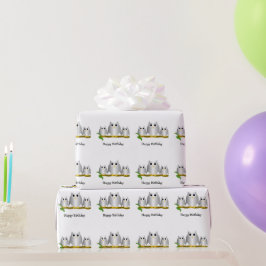 Zilveren Uilen Ontwerp Verjaardagscadeau Cadeaupapier