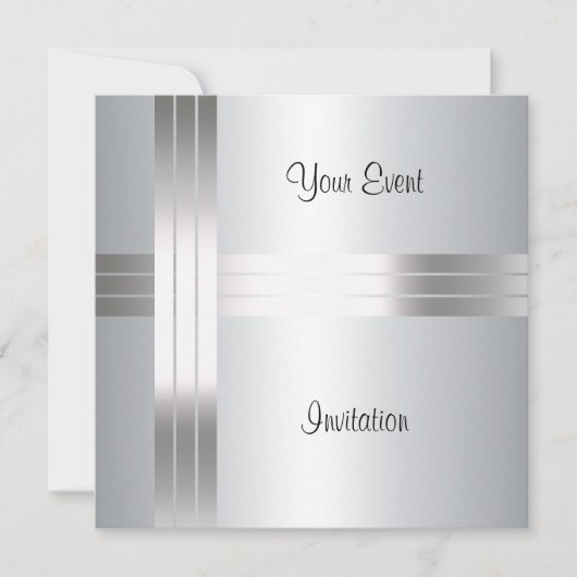 Zilveren uitnodiging verjaardagsfeestje (Voorkant)