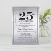 Zilveren uitnodiging voor 25-jarig huwelijksjubile (Staand voorkant)