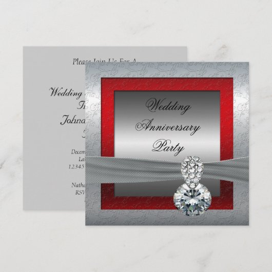 Zilveren uitnodiging voor 25-jarig huwelijksjubile (Voorkant / Achterkant)