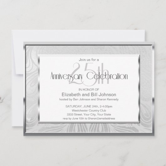 Zilveren uitnodiging voor 25-jarig huwelijksjubile (Voorkant)