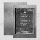 Zilveren uitnodiging voor jubileumfeest met metaal (Voorkant / Achterkant)