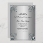 Zilveren uitnodigingen voor 25-jarig jubileumfeest (Voorkant / Achterkant)