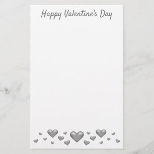 Zilveren Valentijnsharten & Aangepaste Tekst Briefpapier
