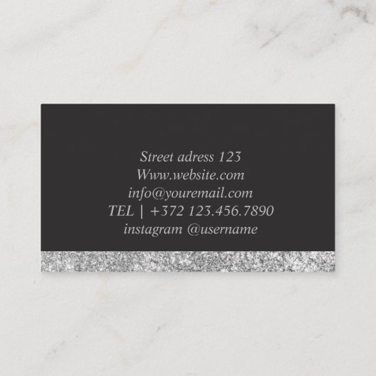 Zilveren verf druppelen smeltende inkt splash visitekaartje (Achterkant)