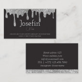 Zilveren verf druppelen smeltende inkt splash visitekaartje (Voorkant / Achterkant)