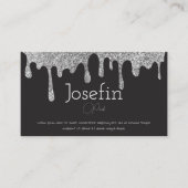 Zilveren verf druppelen smeltende inkt splash visitekaartje (Voorkant)