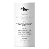 Zilveren verjaardagsprogramma dinerkaart reclamekaart (Achterkant)