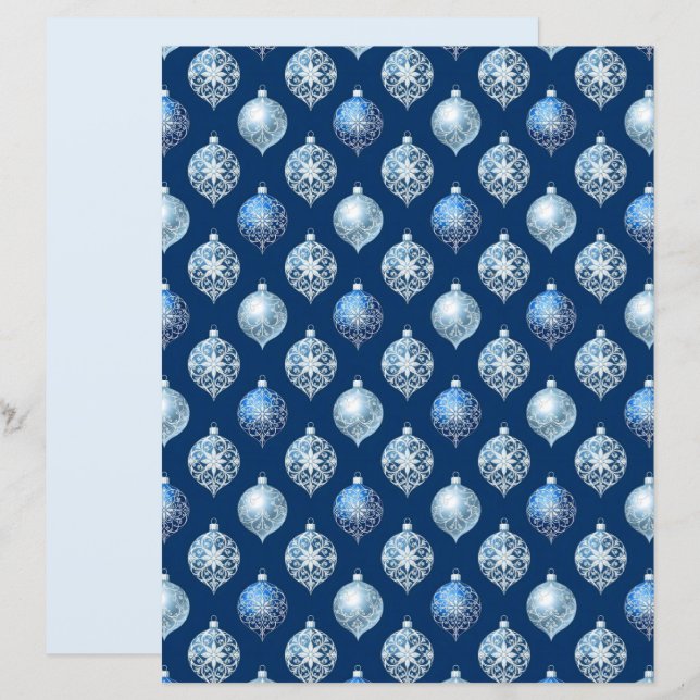 Zilveren versieringen op donkerblauw scrapbookpapi (Voorkant / Achterkant)