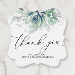 Zilveren Vetplanten Groene Trouw Dankjewel Bedankjes Labels