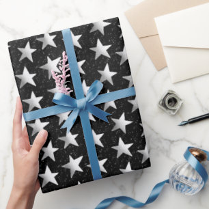 Zilveren Viering Sterren Cadeaupapier