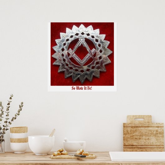 Zilveren vierkant en kompas, dus wees het! poster (Keuken)