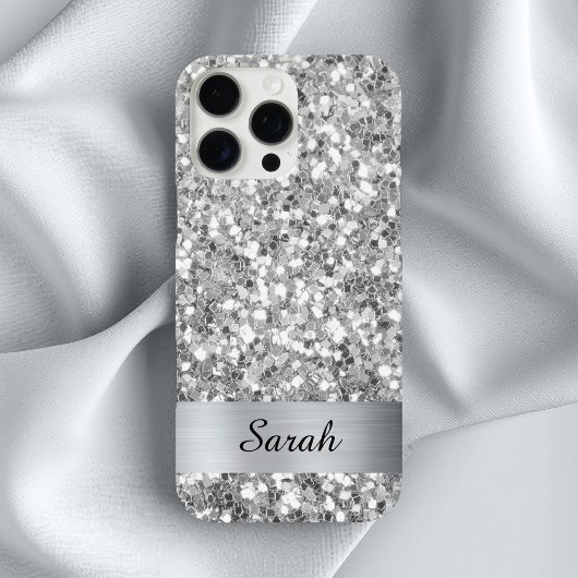 Zilveren Vierkante Glitter Schitterende Strook Fol Case-Mate iPhone Case