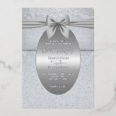 Zilveren Vintage met Boog Bruiloft Uitnodiging (Voorkant)