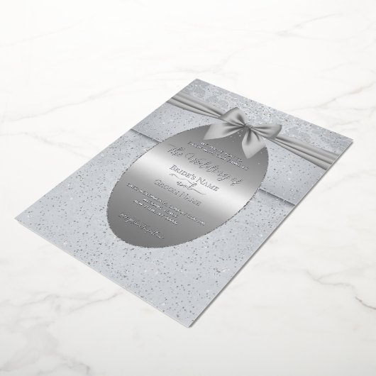 Zilveren Vintage met Boog Bruiloft Uitnodiging (Gedraaid)