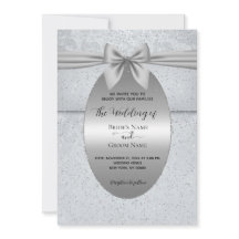 Zilveren Vintage met Boog Bruiloft Uitnodiging