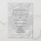 Zilveren vintage vergulde witte bruiloft folie uitnodiging (Voorkant)