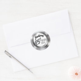 Zilveren Vinyl Record 25e Verjaardag Party Decor Ronde Sticker