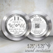 Zilveren Vinyl Record Monogram Unieke Muziek Trouw Kaart