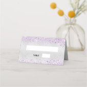 Zilveren violet glitter bruiloft plaatskaartje (Voorkant)