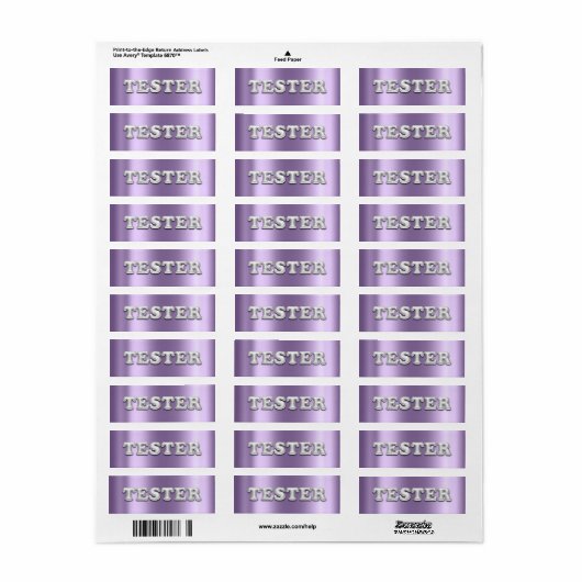Zilveren Violet Paarse 3D Tester Sample Containers Etiket (Full Sheet)