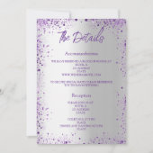 Zilveren violet paarse bruiloft programma details (Voorkant)