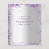 Zilveren violet paarse bruiloft programma details (Achterkant)
