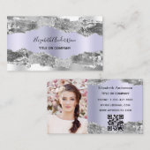 Zilveren violette agaat marmer QR code foto Visitekaartje (Voorkant / Achterkant)