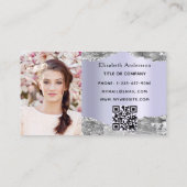 Zilveren violette agaat marmer QR code foto Visitekaartje (Achterkant)
