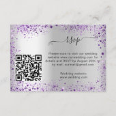 Zilveren violette bruiloft reactie website QR RSVP Informatiekaartje (Achterkant)