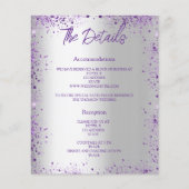 Zilveren violette budget bruiloft programma detail flyer (Voorkant)