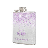 Zilveren violette glinsterende monogram beste vrie heupfles (Links)