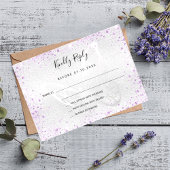 Zilveren violette glitter vlinder bruiloft RSVP Notitiekaartje