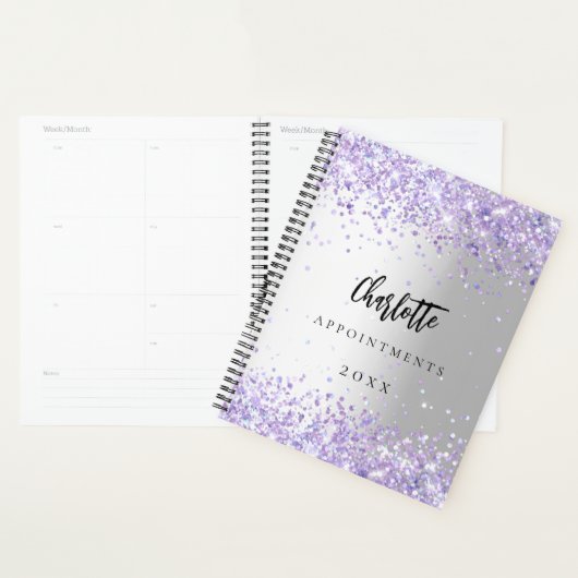 Zilveren violette lavendel planner (Display)