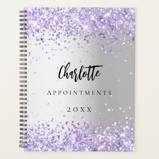 Zilveren violette lavendel planner (Voorkant)